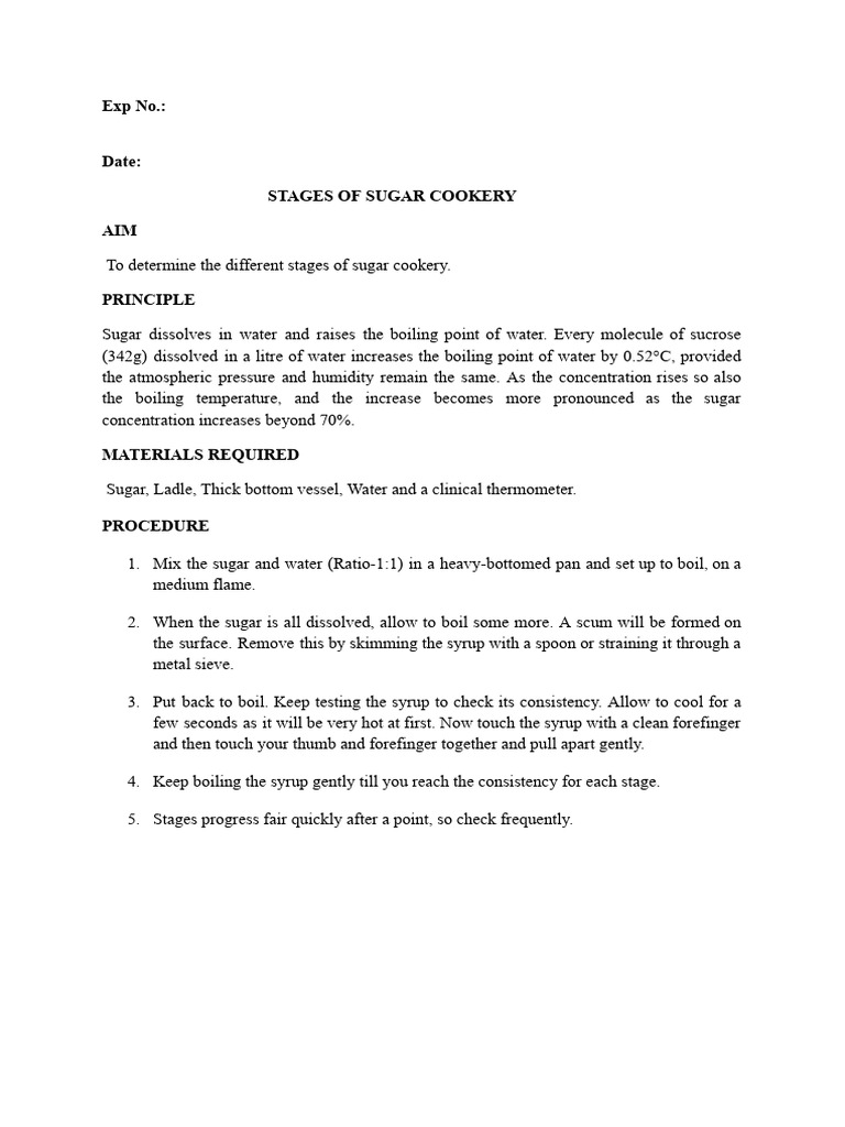 Stages of Sugar Cookery Explained | PDF | Confectionery | Sugar