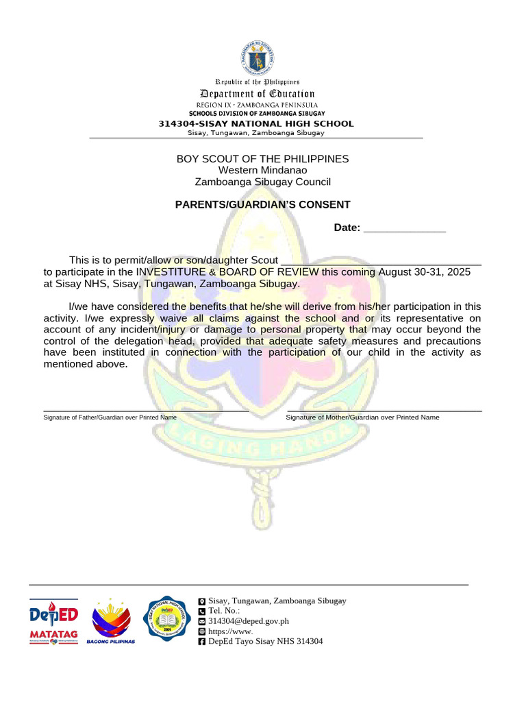 Parent Consent for Scout Event 2025 | PDF