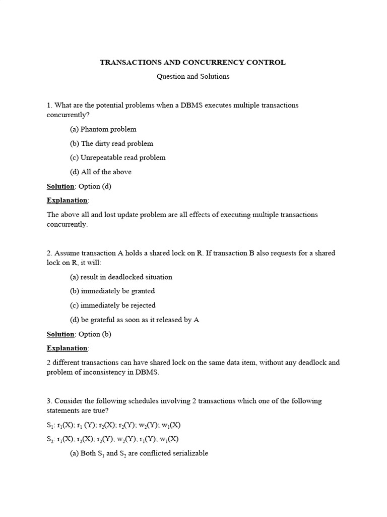 Transactions and Concurrency Control Guide | PDF | Synchronization ...
