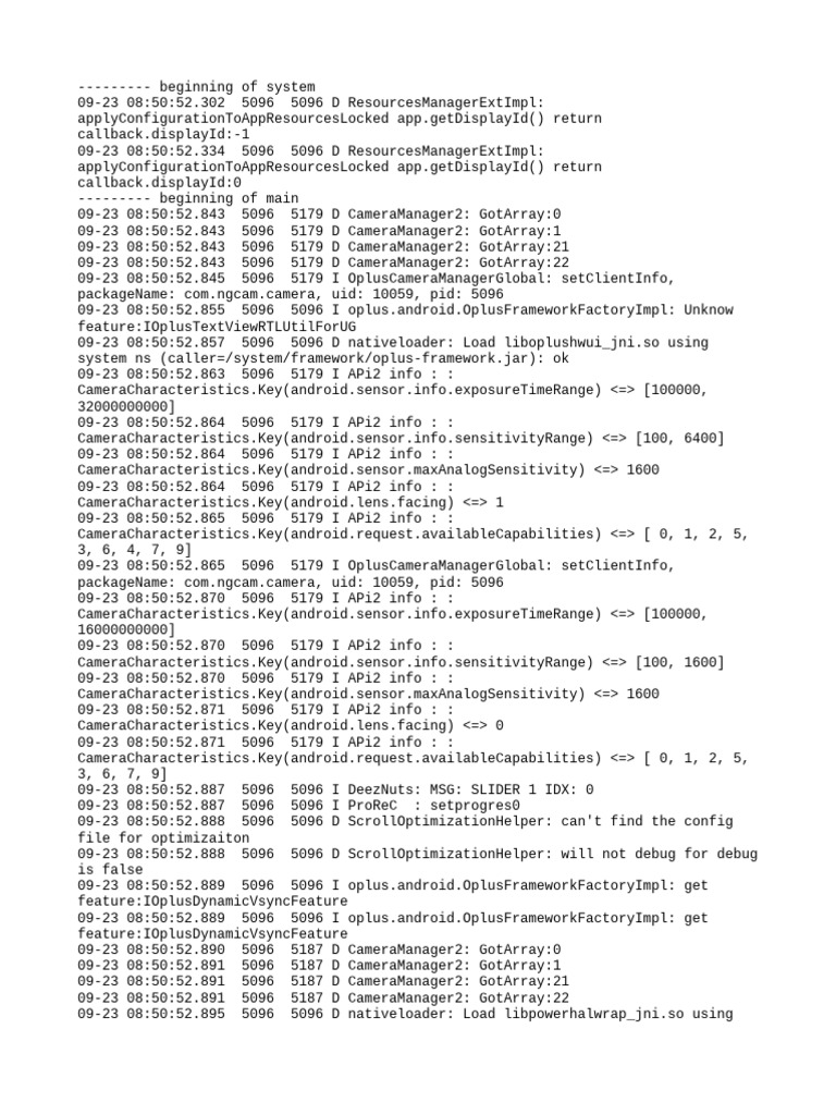 CameraManager Debug Log Analysis | PDF | Computer Programming | Software