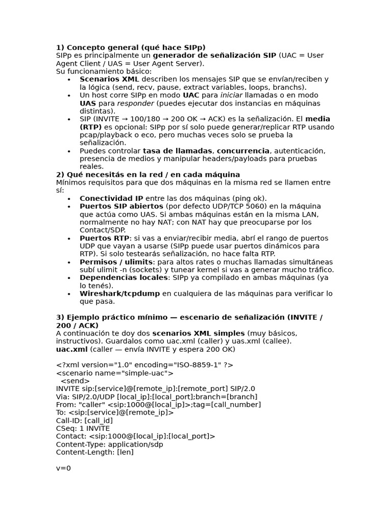 Generador de señalización SIPp | PDF | protocolo de Iniciacion de ...