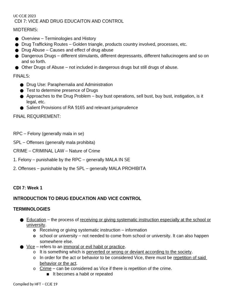 CDI-7-Notes (1) | PDF | Opium | Morphine