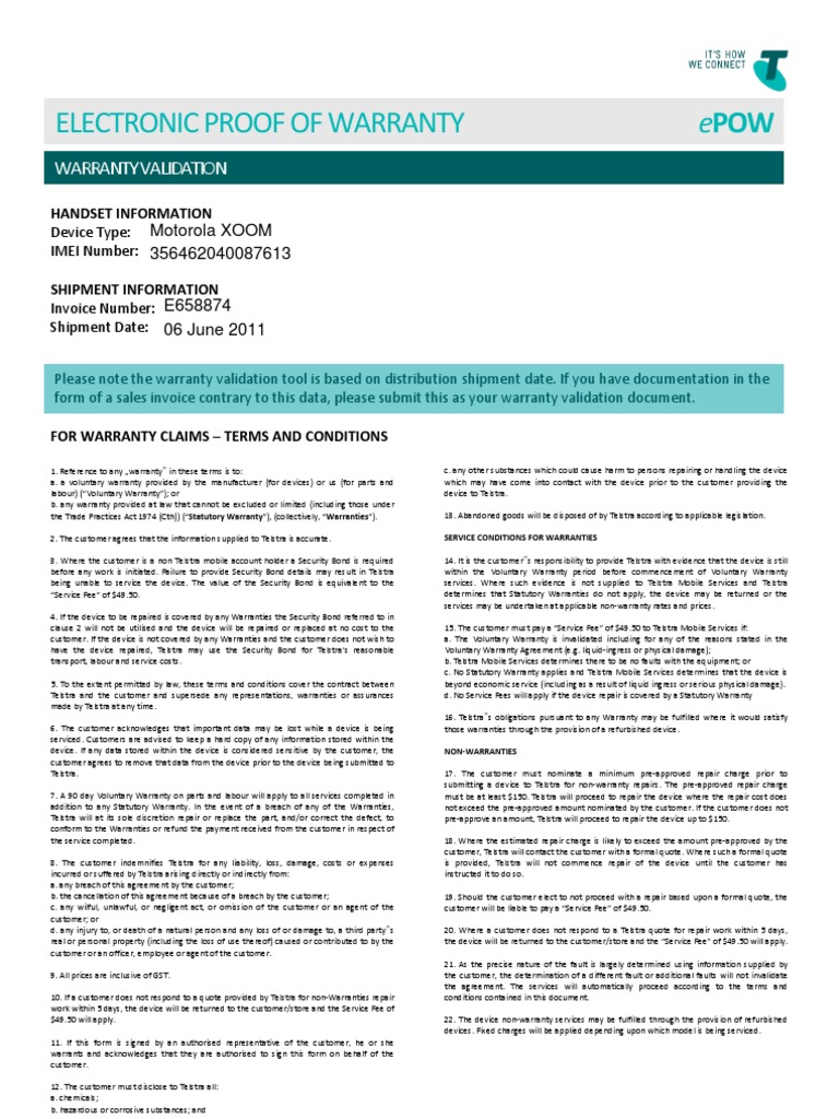 XOOM Warranty PDF Contractual Term Law Of Agency