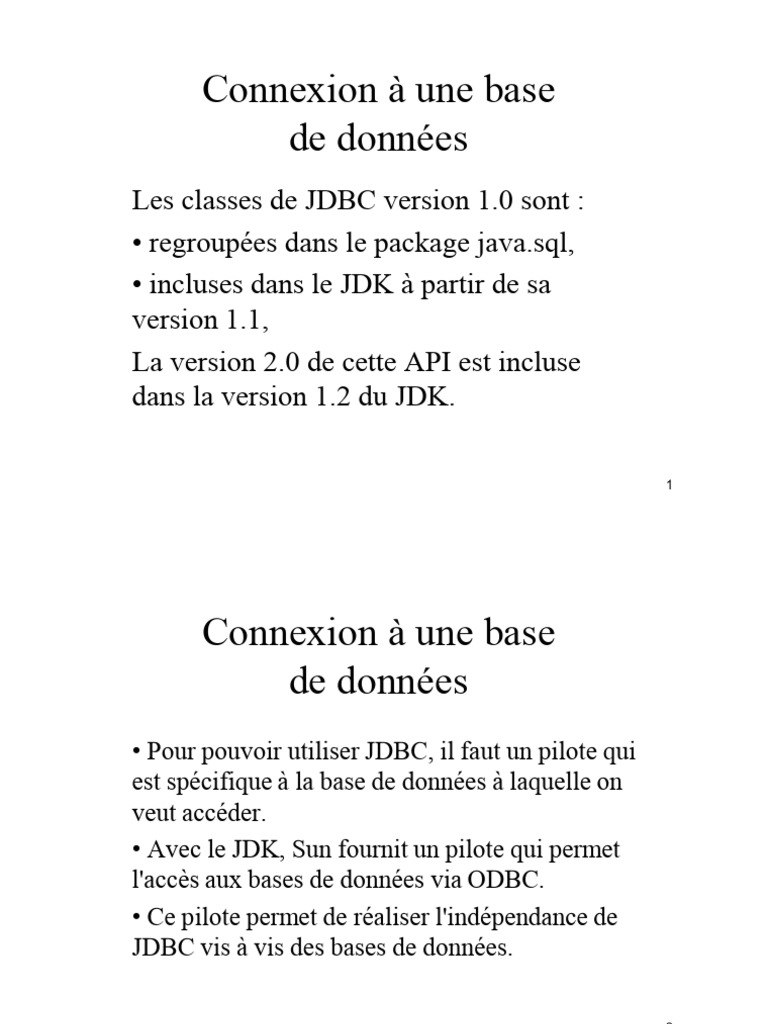 Connexion JDBC à une base de données | PDF | SQL | Génie logiciel