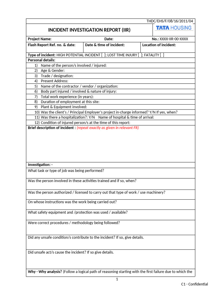 High Potential Incident Investigation Report | PDF