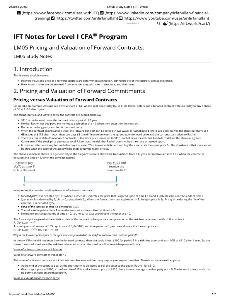 Forward Contracts: Pricing & Valuation Guide | PDF | Prices | Spot Contract