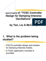 Summary of "TCSC Controller Design For Damping Interarea Oscillations" by Yan, Liu & Mccalley