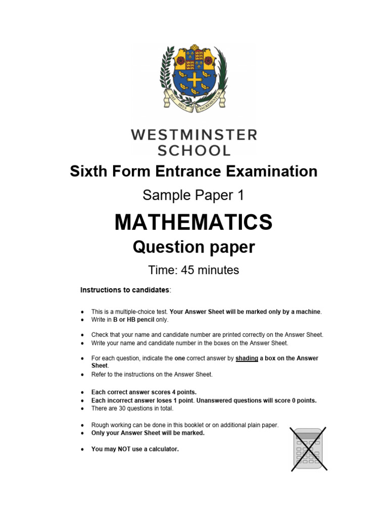 Mathematics Sample Paper 1 | PDF | Multiple Choice | Mathematics