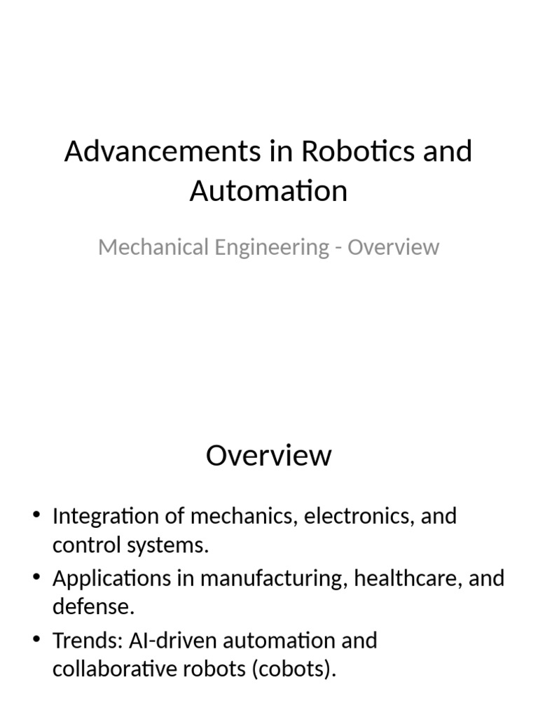 Advancements in Robotics and Automation | PDF