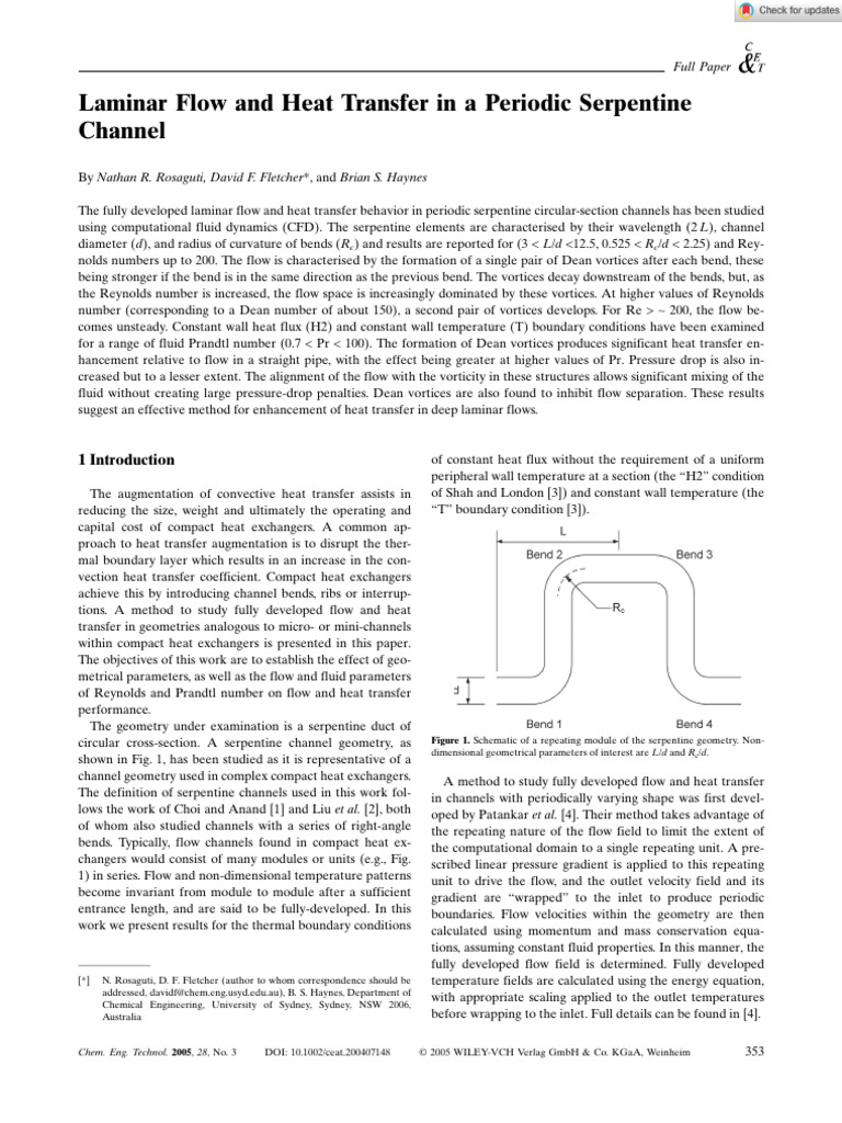 Chem Eng Technol - 2005 - Rosaguti - Laminar Flow and Heat Transfer in ...