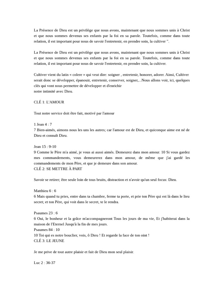 Cultiver la Présence de Dieu | PDF | Dieu | Amour