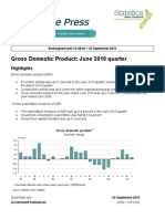 Gross Domestic Product: June 2010 Quarter: Highlights