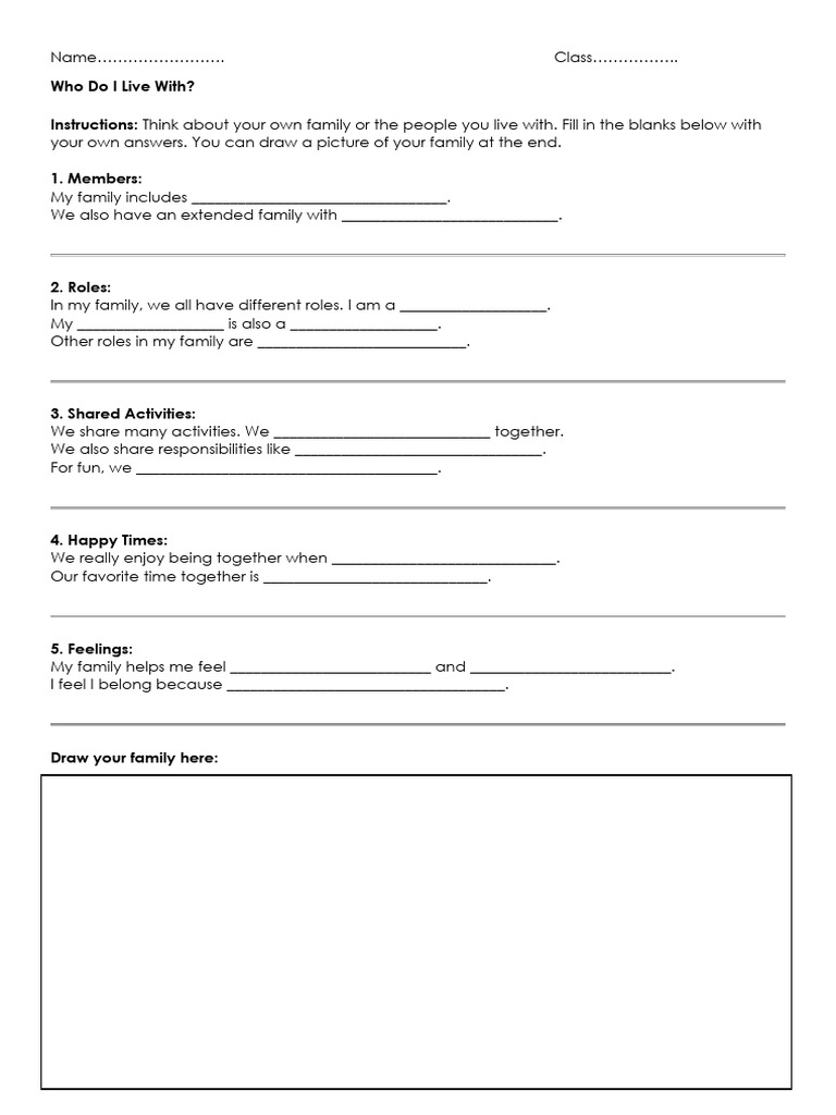 Family Roles and Activities Worksheet | PDF
