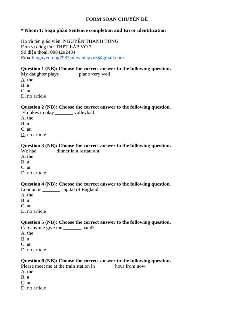 Sentence Completion & Error Identification Test | PDF