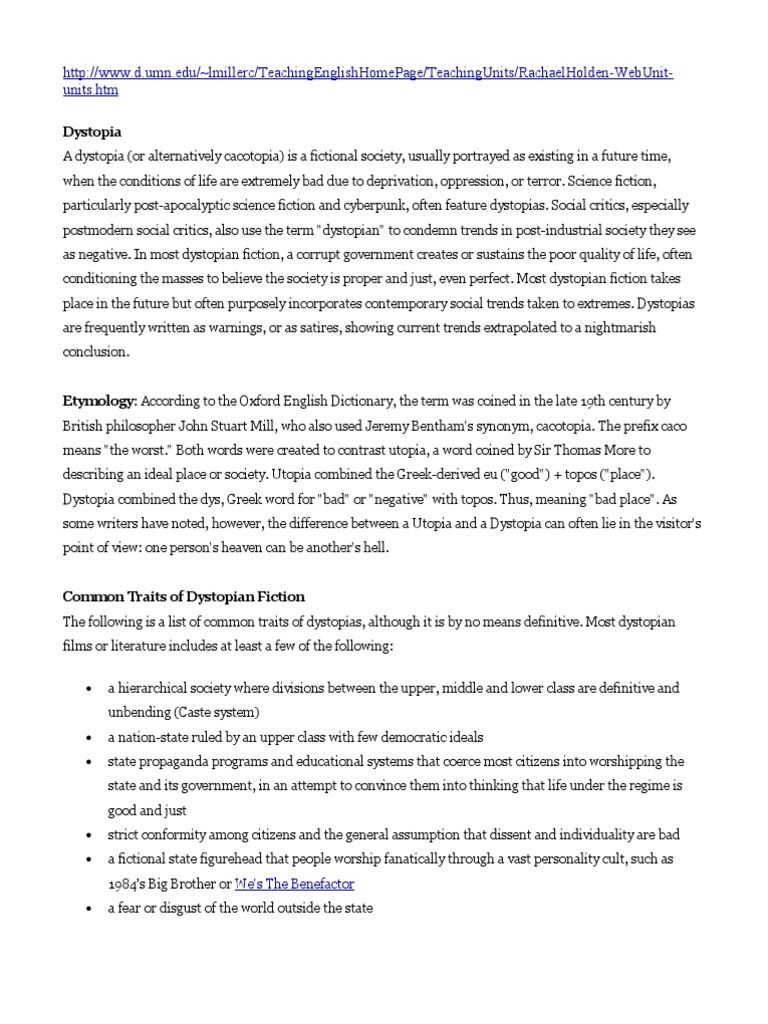 Understanding Dystopian Society Traits | PDF | Dystopia | Utopian And ...