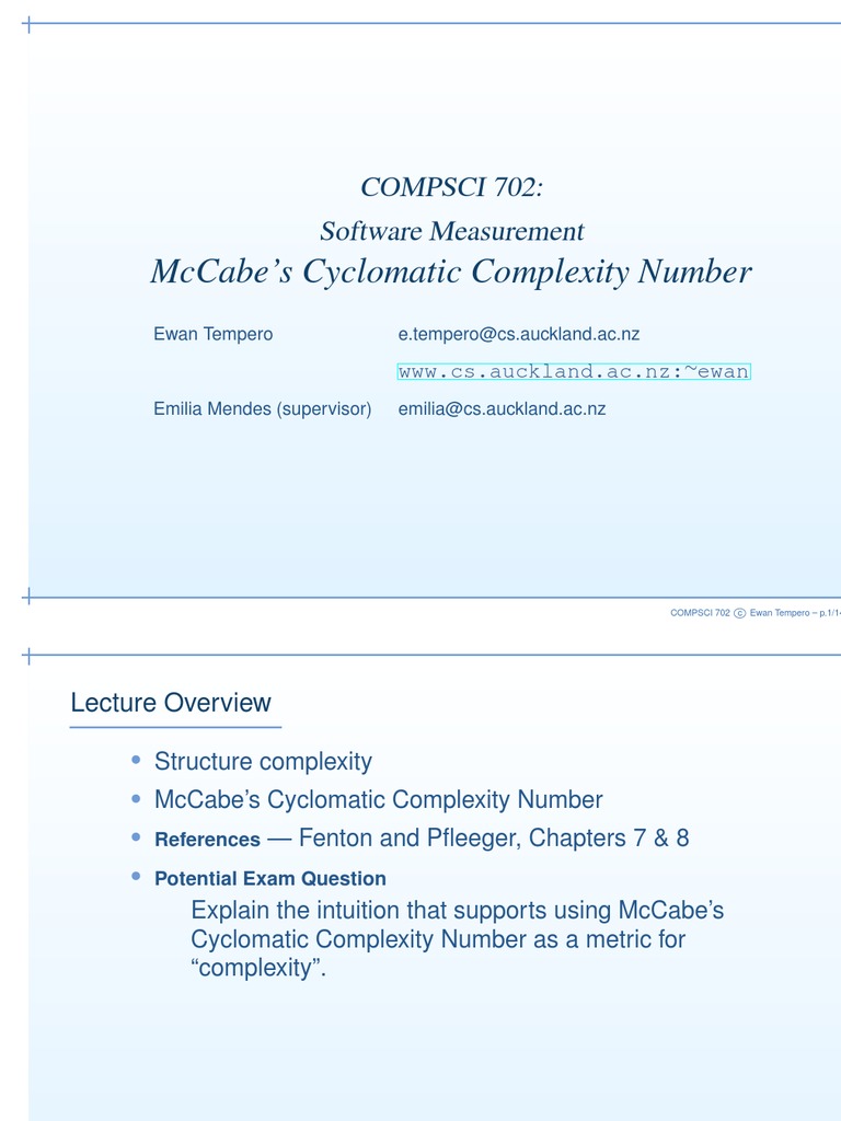 McCabe's Cyclomatic Complexity Overview | PDF | Vertex (Graph Theory ...