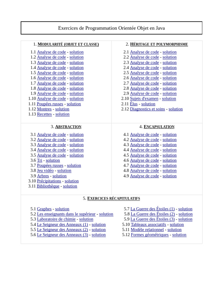 Exercices POO Java : Solutions et Analyses | PDF | Développement ...