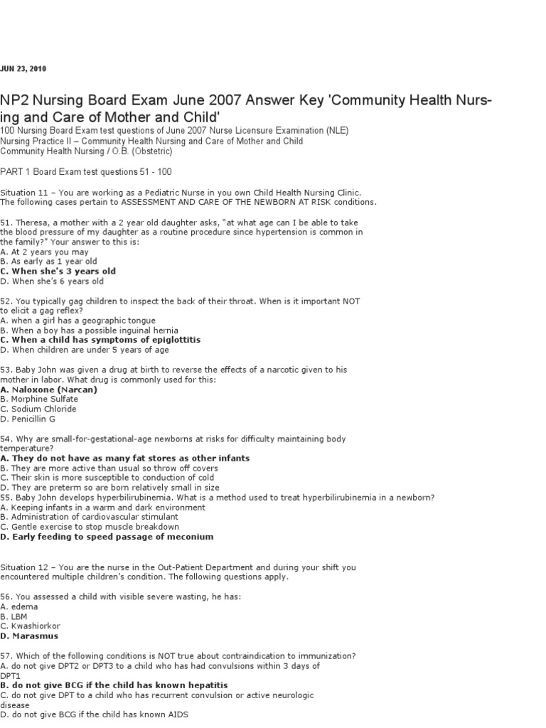 NP2 Nursing Board Exam: OB Practice Questions | PDF | Pregnancy ...