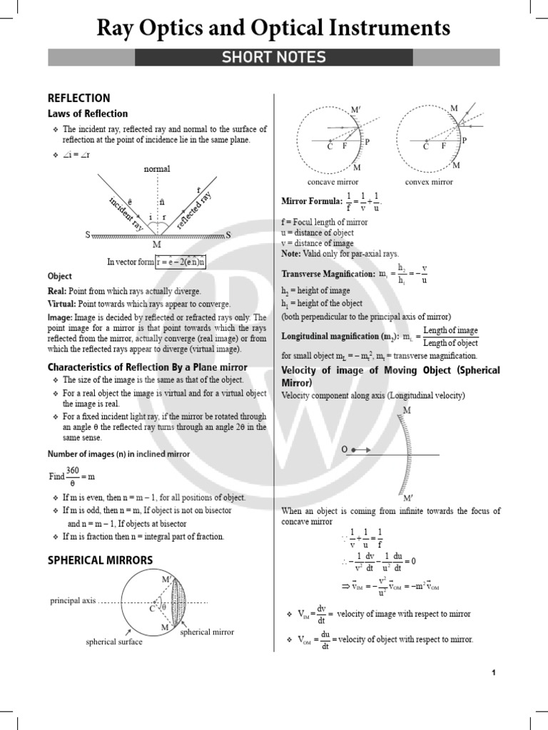 09 - Ray Optics and Optical Instruments-Merged | PDF | Refraction | Rainbow