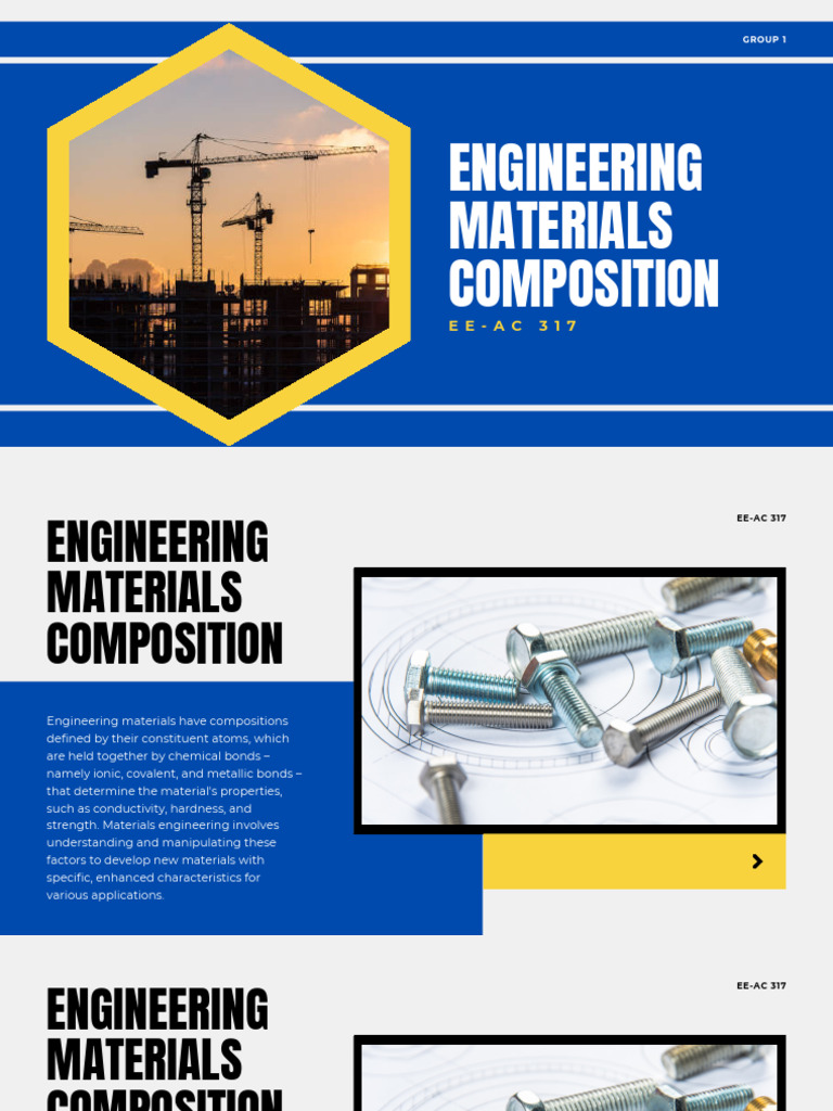 Engineering Materials Composition Guide | PDF | Chemical Bond | Metals