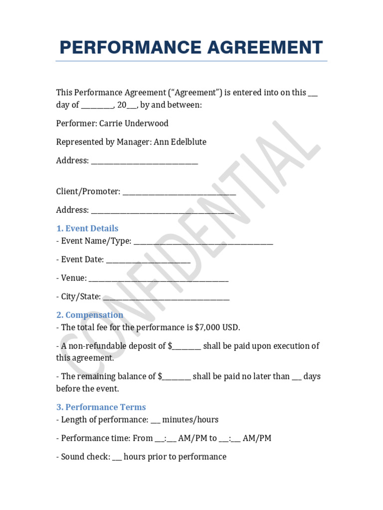 Carrie Underwood Performance Agreement | PDF