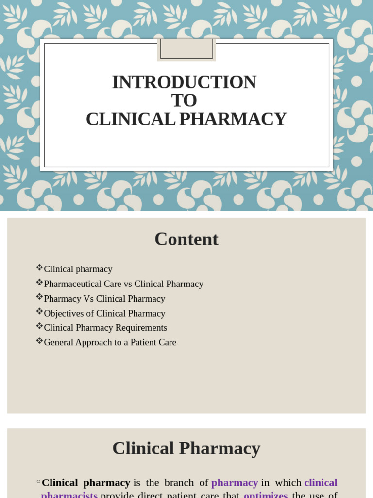 Introduction to Clinical Pharmacy Guide | PDF | Pharmacy | Health Care