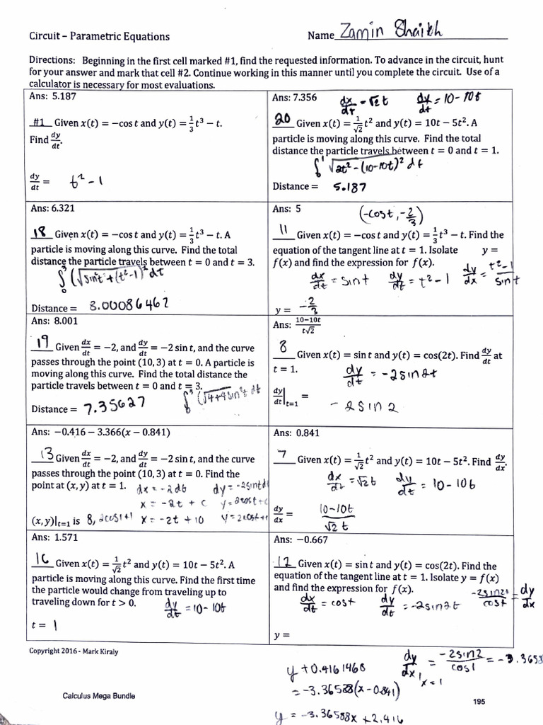 Circuit Study Guide: Parametric Equations | PDF | Analytic Geometry ...