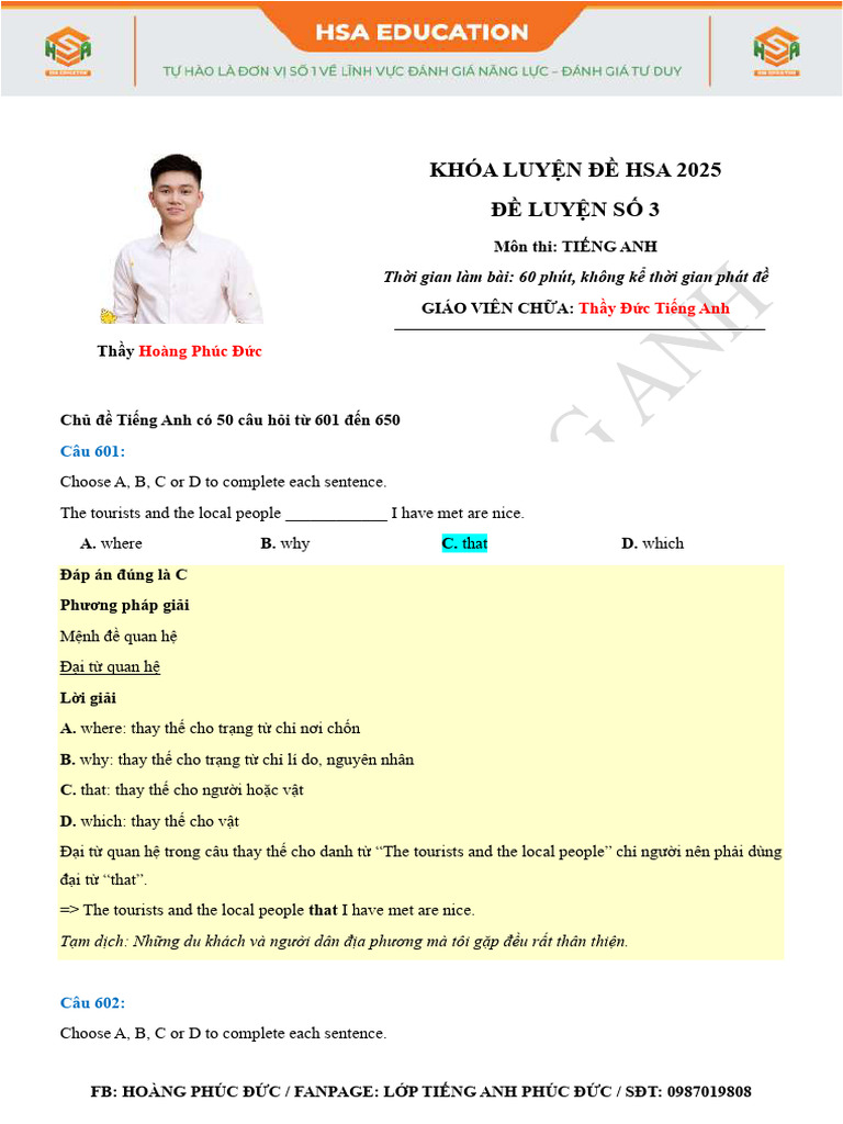Hsa. Ting Anh. P N Luyn 3 | PDF
