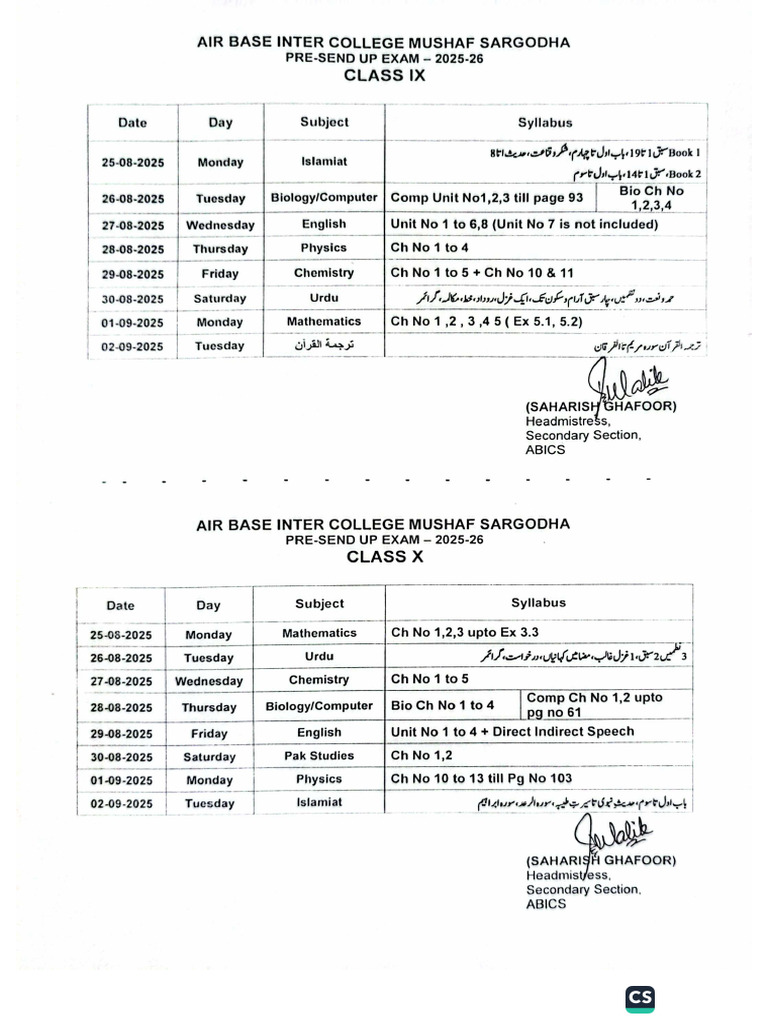 Date Sheet. | PDF