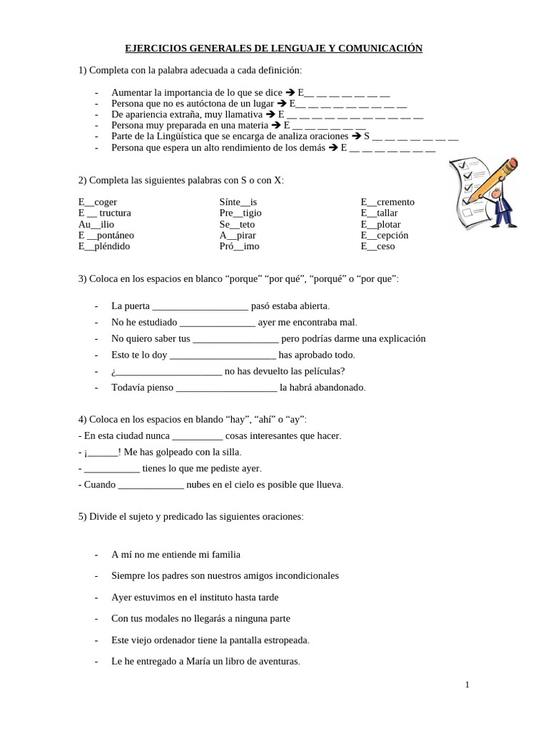 Ejercicios de Lenguaje y Comunicación | PDF | Lingüística