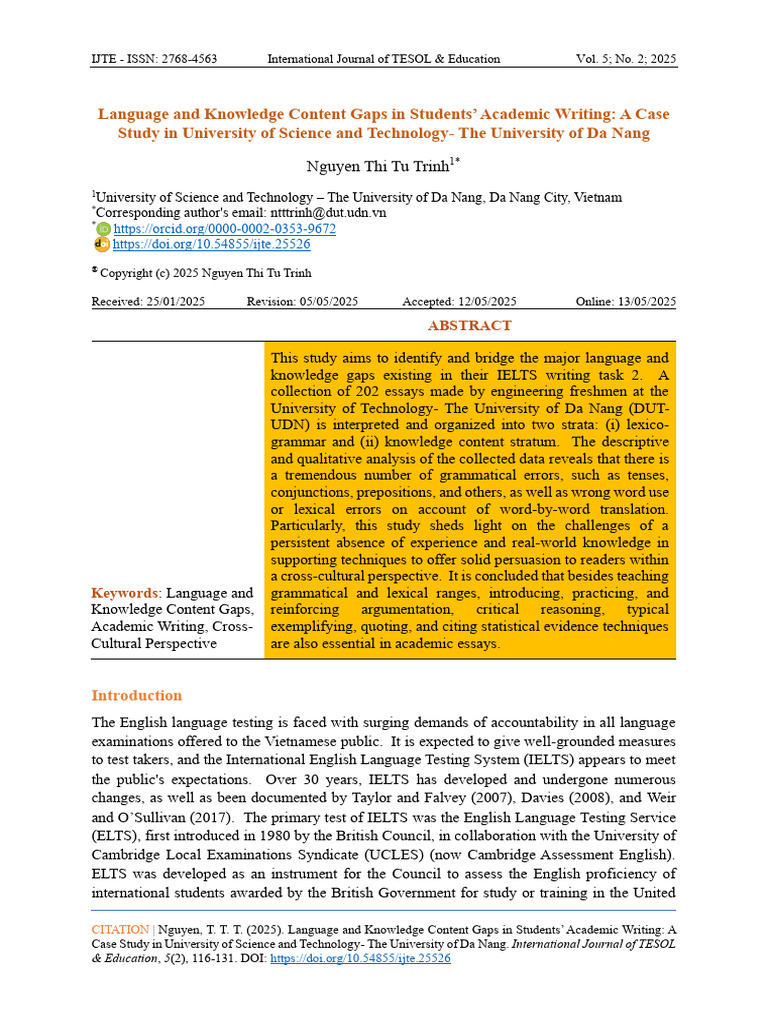 Language and Knowledge Content Gaps in Students A | PDF | Second ...