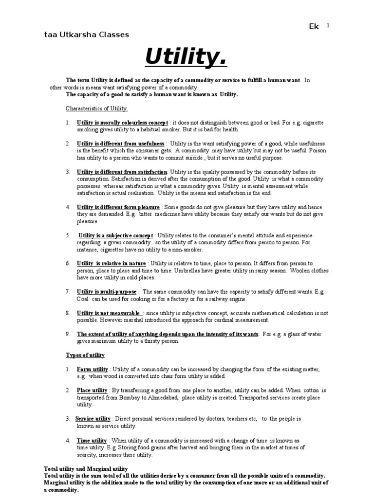 Utility vs. Usefulness Explained | PDF | Utility | Marginal Utility
