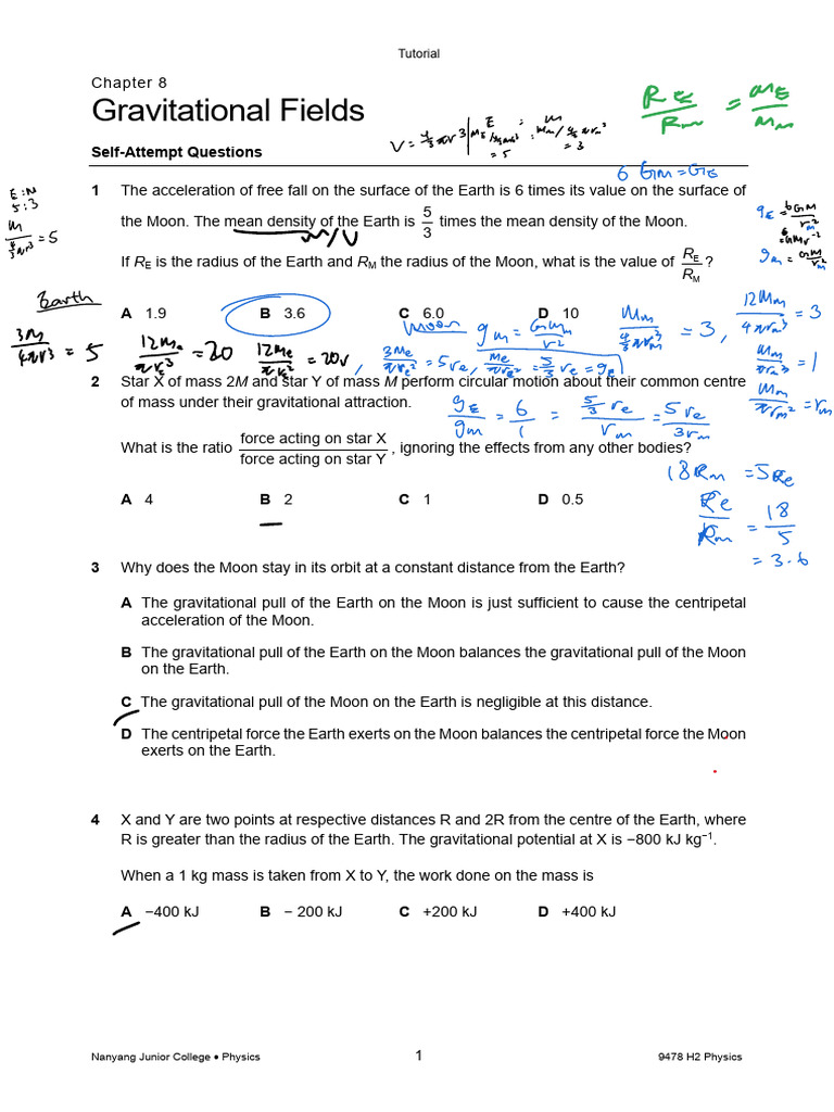 Gravitational Fields Physics Tutorial | PDF | Orbit | Mass