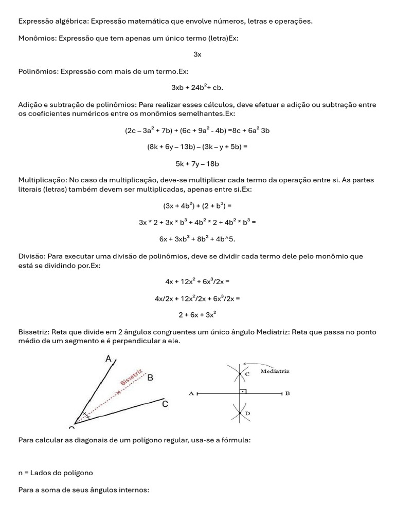 Operações com Polinômios e Geometria | PDF
