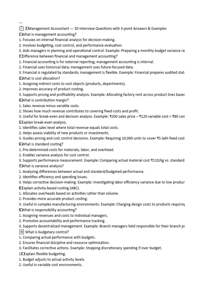 Management Accountant Interview Q&A Guide | PDF | Debits And Credits ...