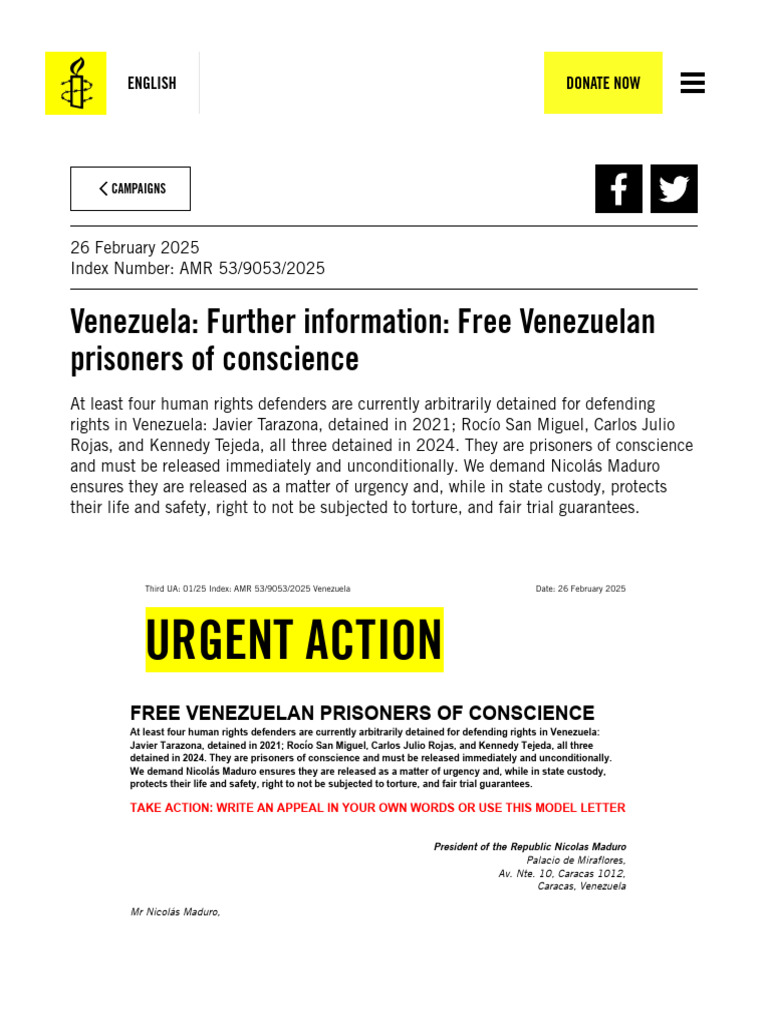 Venezuela - Further Information - Free Venezuelan Prisoners of ...