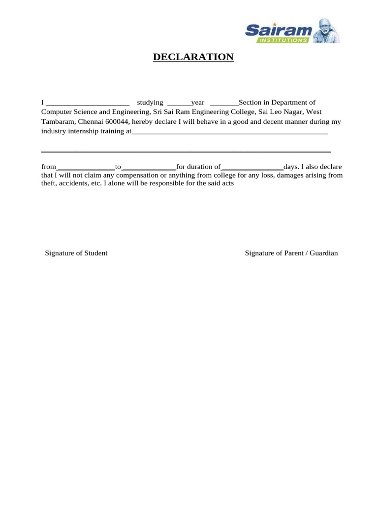 Internship Empty New Form (Cse) | PDF