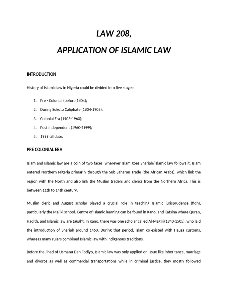 Evolution of Islamic Law in Nigeria | PDF | Sharia | Caliphate