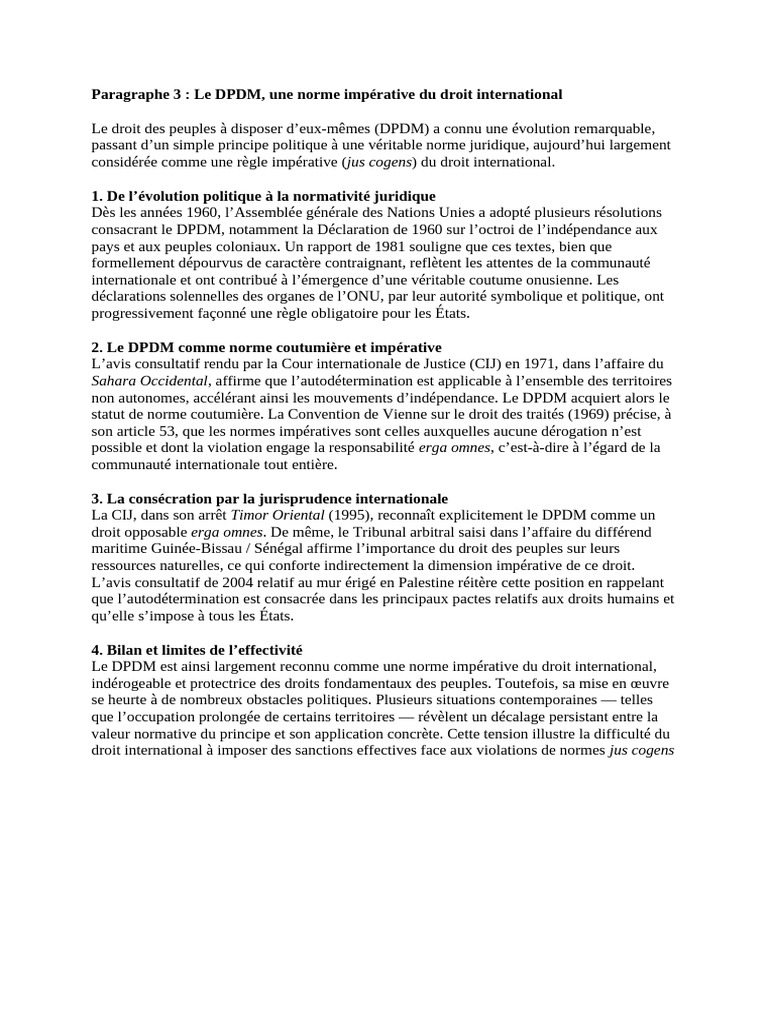 DPDM : Norme impérative du droit international | PDF | Loi ...
