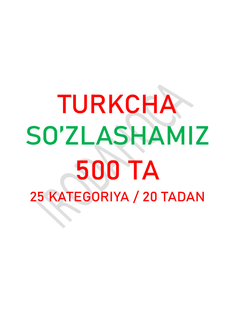 Turkcha So Zlashamiz (To Liq) | PDF