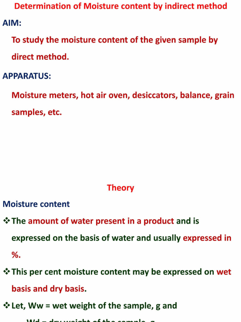 P2 - Determination of Moisture Content by Indirect Method | PDF