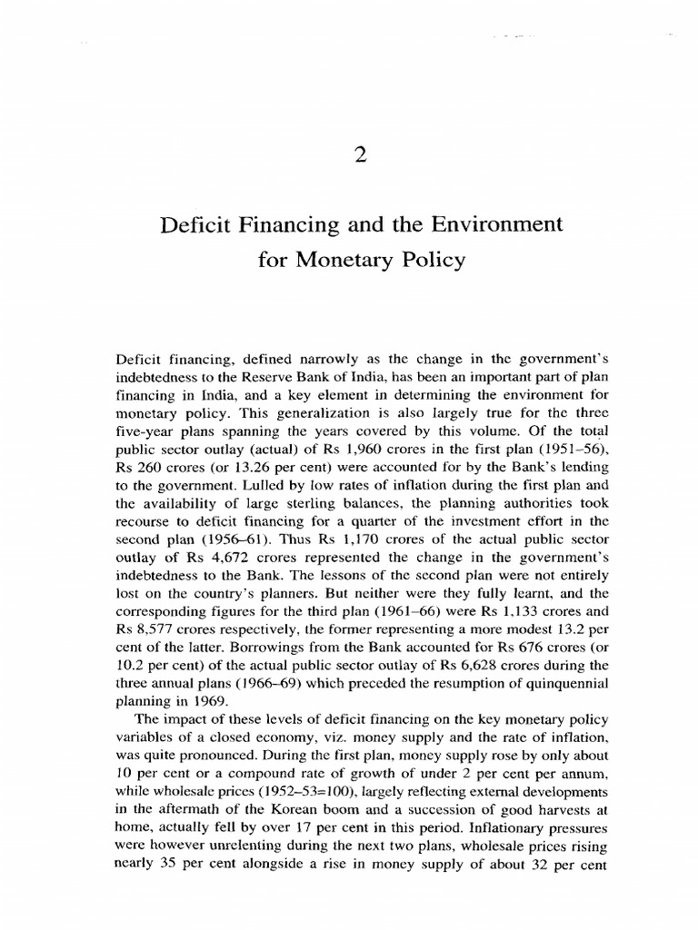 Deficit Financing's Impact on India's Monetary Policy | PDF | Monetary ...