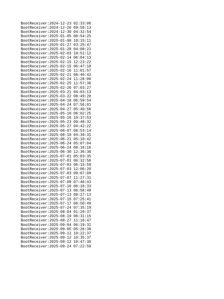 BootReceiver Log Entries 2024-2025 | PDF