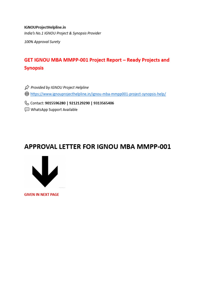 IGNOU MBA MMPP-001 Project Approval Guide | PDF