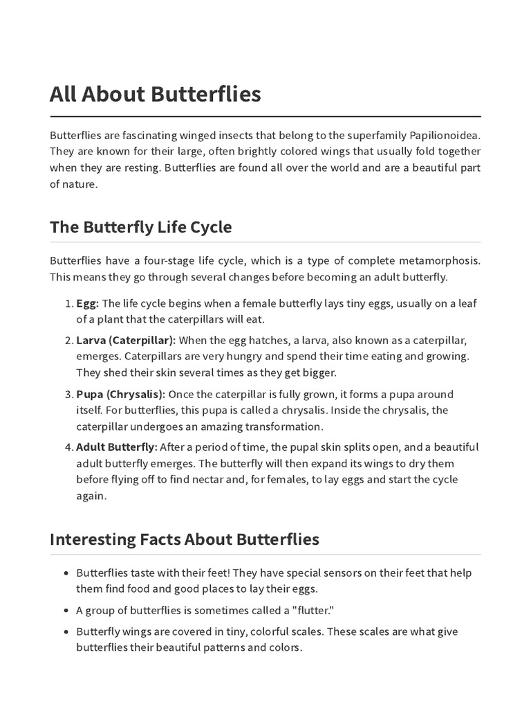 Butterfly Life Cycle and Facts | PDF