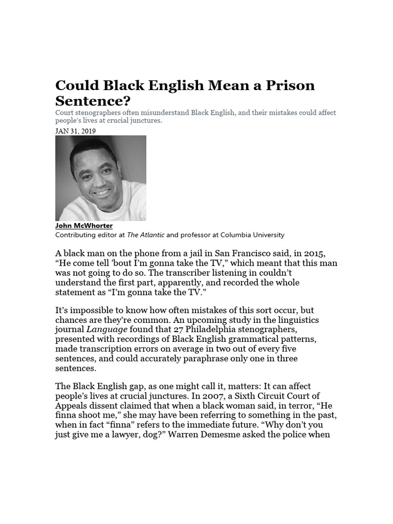 Misunderstanding Black English in Court | PDF | Human Communication ...