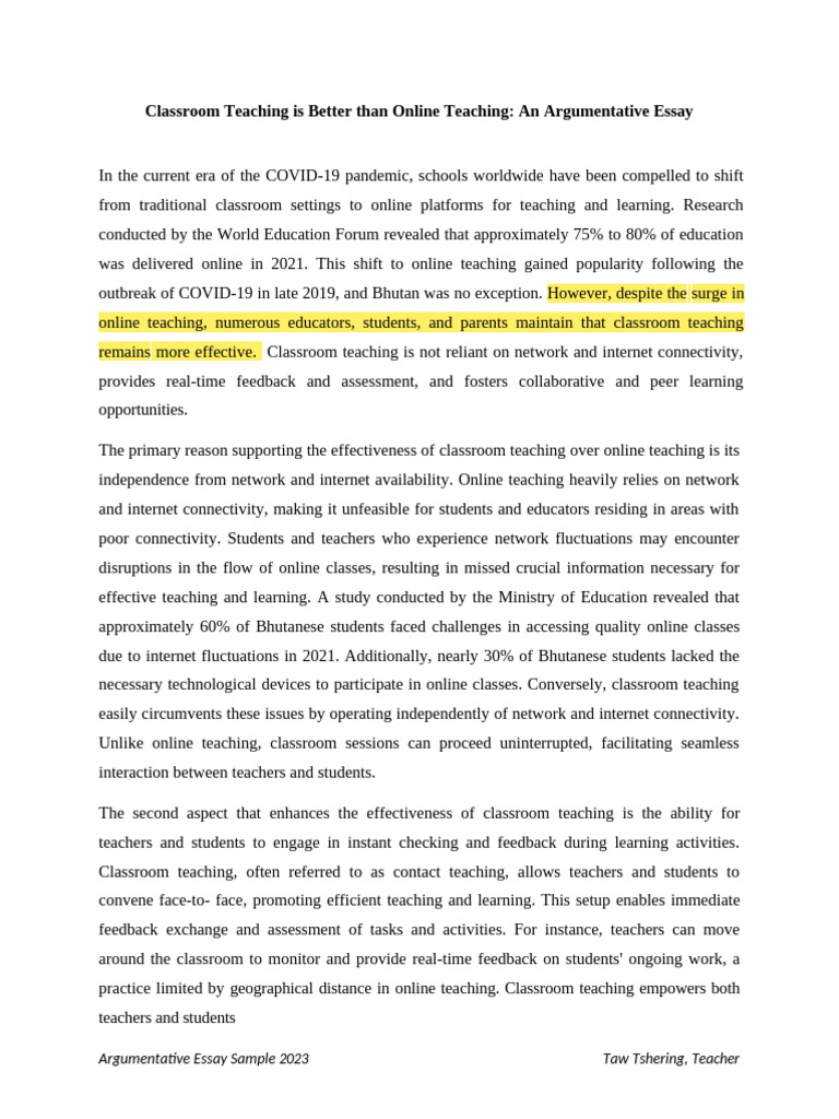 Classroom vs. Online Teaching Effectiveness | PDF | Educational ...