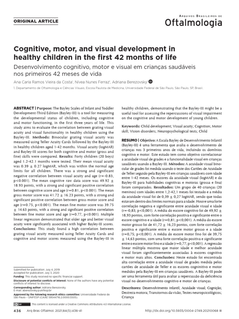 Cognitive, Motor, and Visual Development in Healthy Children | PDF ...