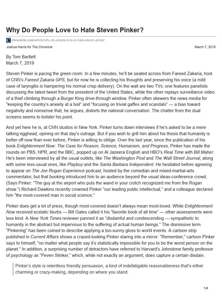 Why Do People Love To Hate Steven Pinker | PDF