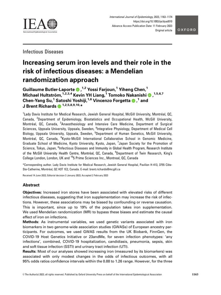 Increasing Serum Iron Levels and Their Role in The | PDF | Genome Wide ...